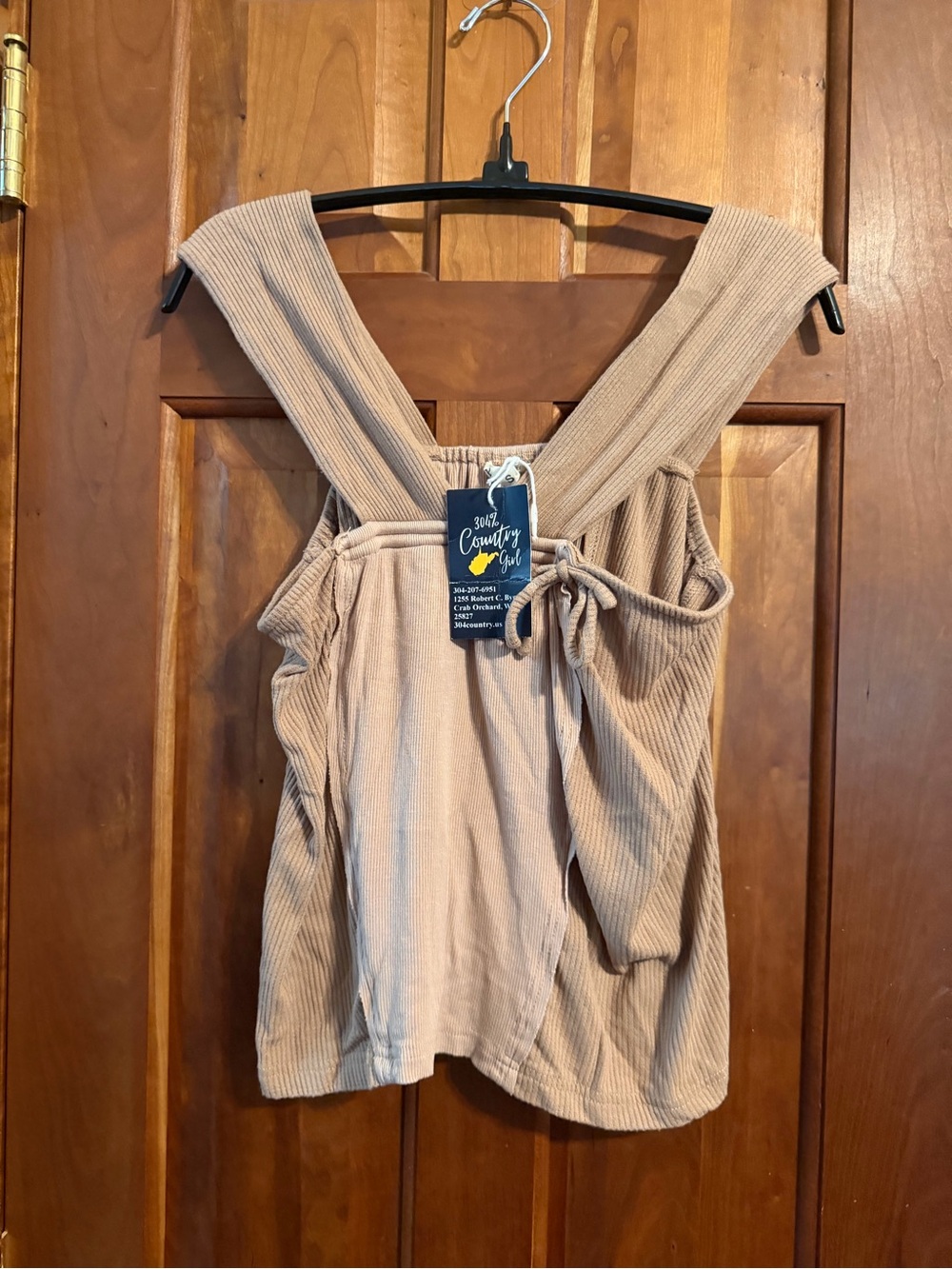 POL Beige Ribbed Tank Top